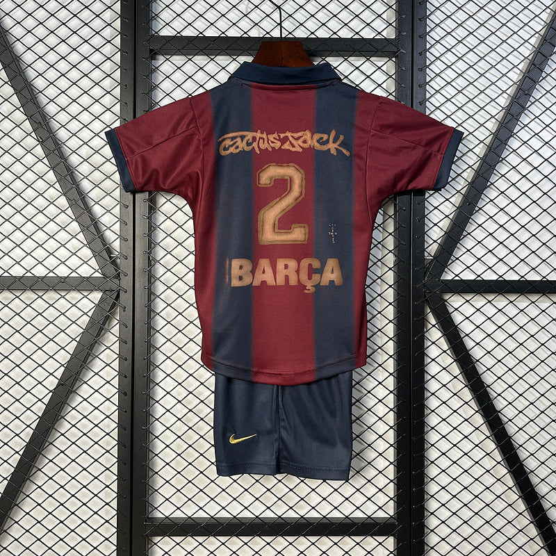 Kids Travis Scott x FC Barcelona Retro Kit 2000/01 Home Skeleton