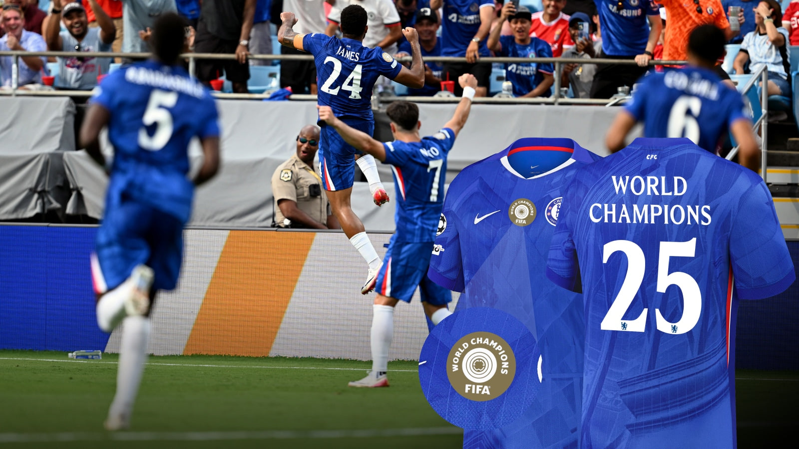 Chelsea Player Jersey Home 25/26 with World Champions 25 printing