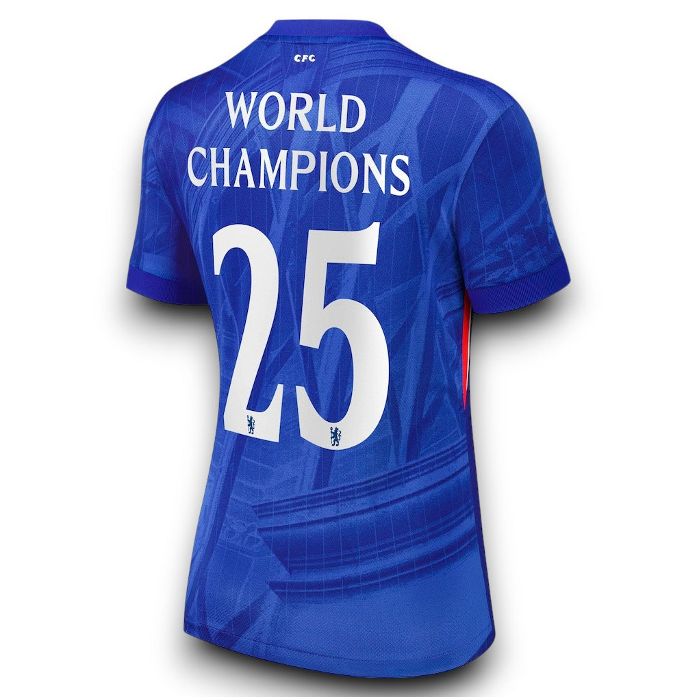 Chelsea Home 25/26 with World Champions 25 printing - Womens