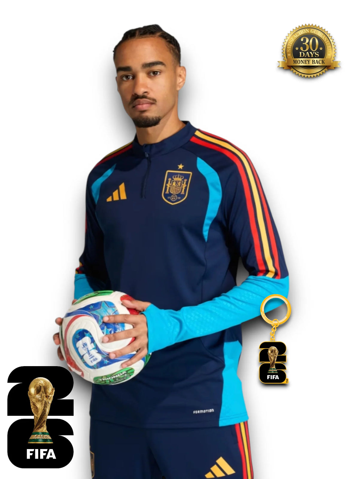 Spain World Cup 2026 Half-Zip Training Suit Set Royal Blue